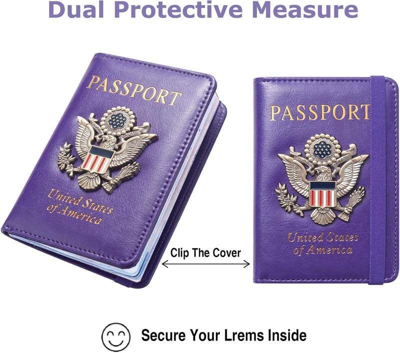 FACATH Premium Passport Holder for Travel, RFID Blocking Passport Cover Slim, Durable & Travel-Friendly, Passport Wallet Keep Your Documents Safe & Organized (Purple) - Image 5